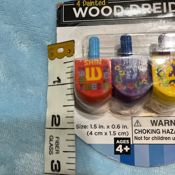 NEW “The Dreidel Game" - 4 Small Painted Wood Dreidels from Rite Lite - Picture 5 of 6